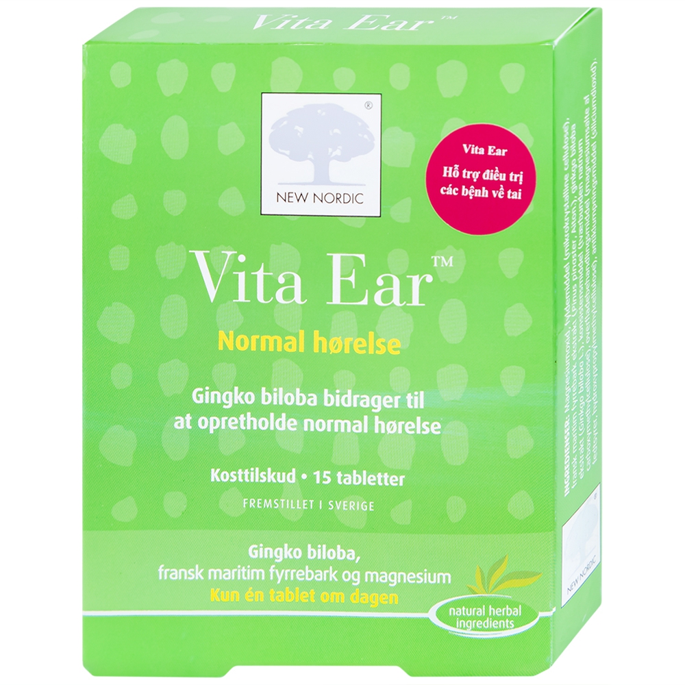 Viên uống Vita Ear New Nordic tăng cường tuần hoàn não, cải thiện lưu thông máu đến tai, giảm ù tai (15 viên)