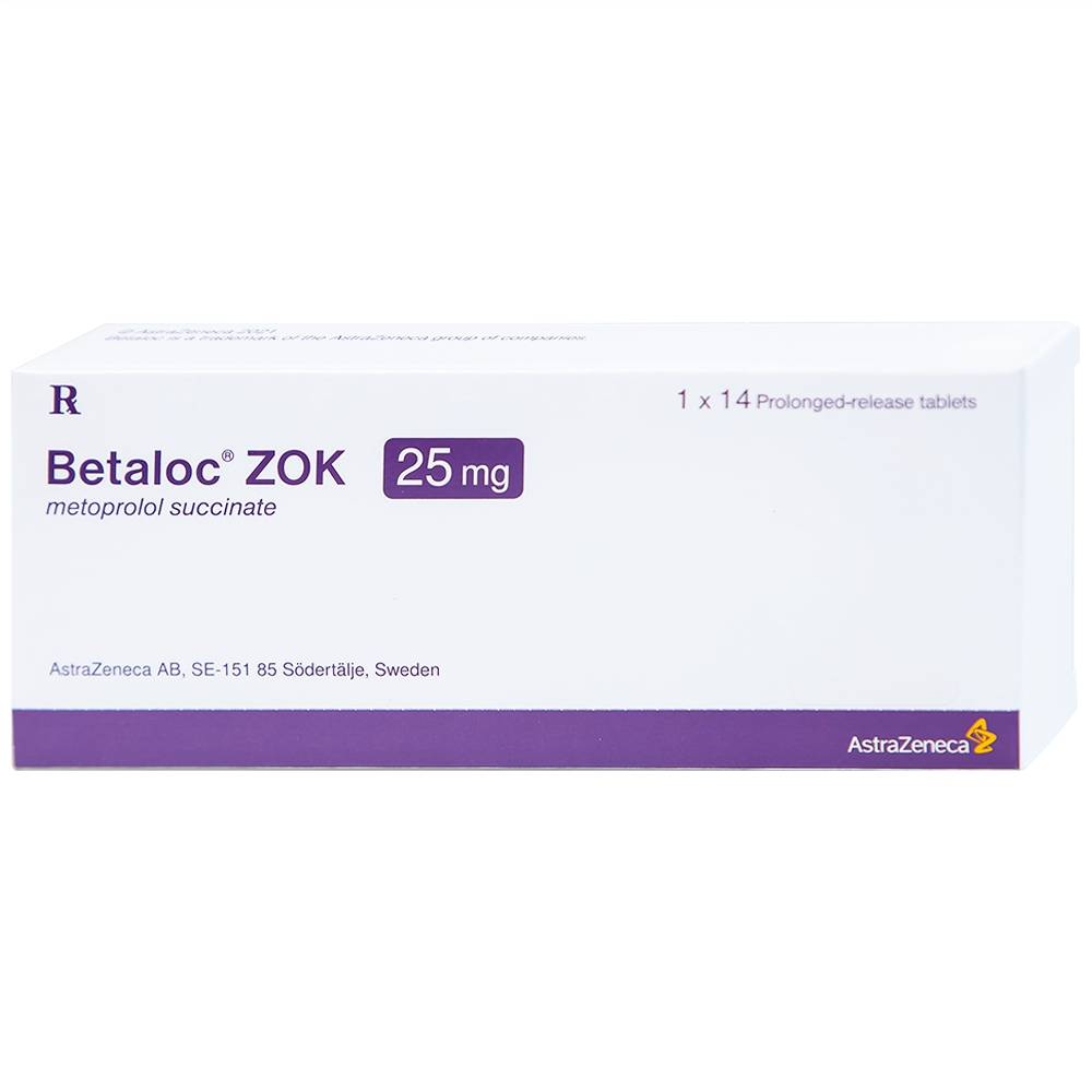 Thuốc Betaloc Zok 25mg AstraZeneca điều trị tăng huyết áp (1 vỉ x 14 viên)