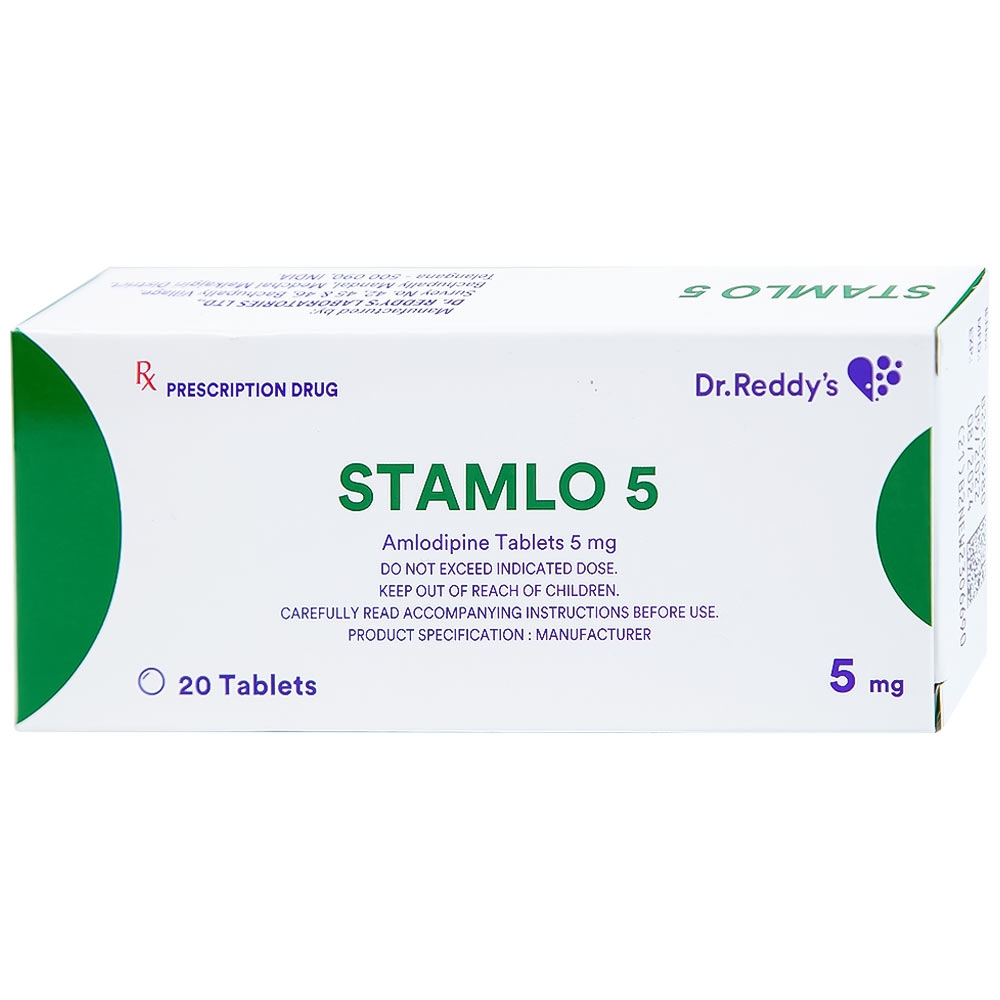 Thuốc Stamlo 5 Dr. Reddy's điều trị tăng huyết áp, đau thắt ngực ổn định mạn tính (2 vỉ x 10 viên)