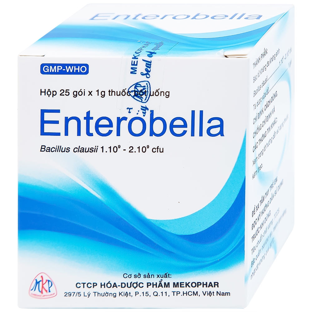 Thuốc bột Enterobella Mekophar điều trị và phòng ngừa rối loạn vi sinh đường ruột (25 gói x 1g)