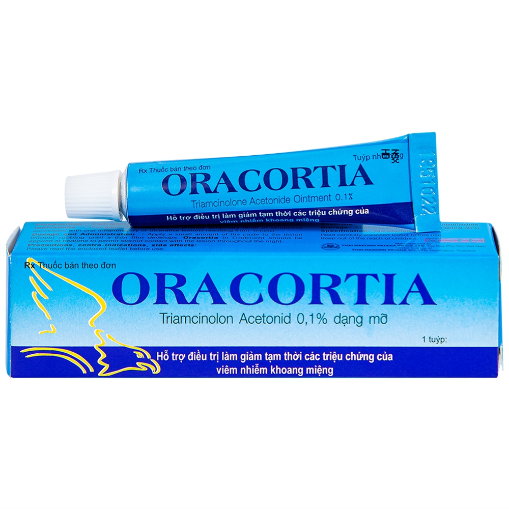 Thuốc mỡ Oracortia có tác dụng làm giảm tạm thời tổn thương dạng gì?
