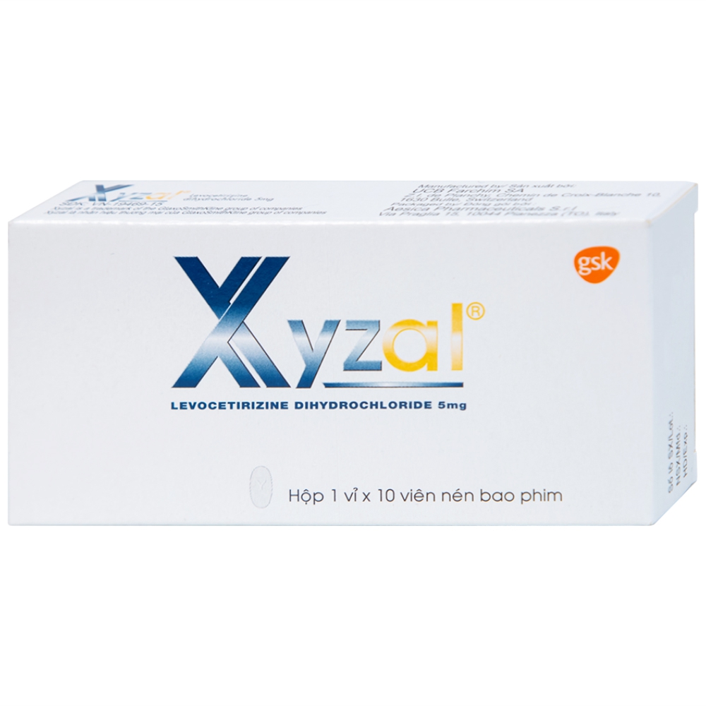 Thuốc Xyzal 5mg GSK điều trị triệu chứng viêm mũi dị ứng theo mùa (1 vỉ x 10 viên) 