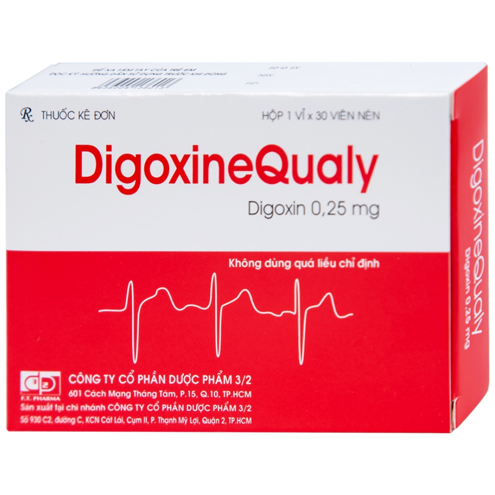 Thuốc DigoxineQualy Dược 3-2 điều trị suy tim sung huyết, rung nhỉ (1 vỉ x 30 viên)