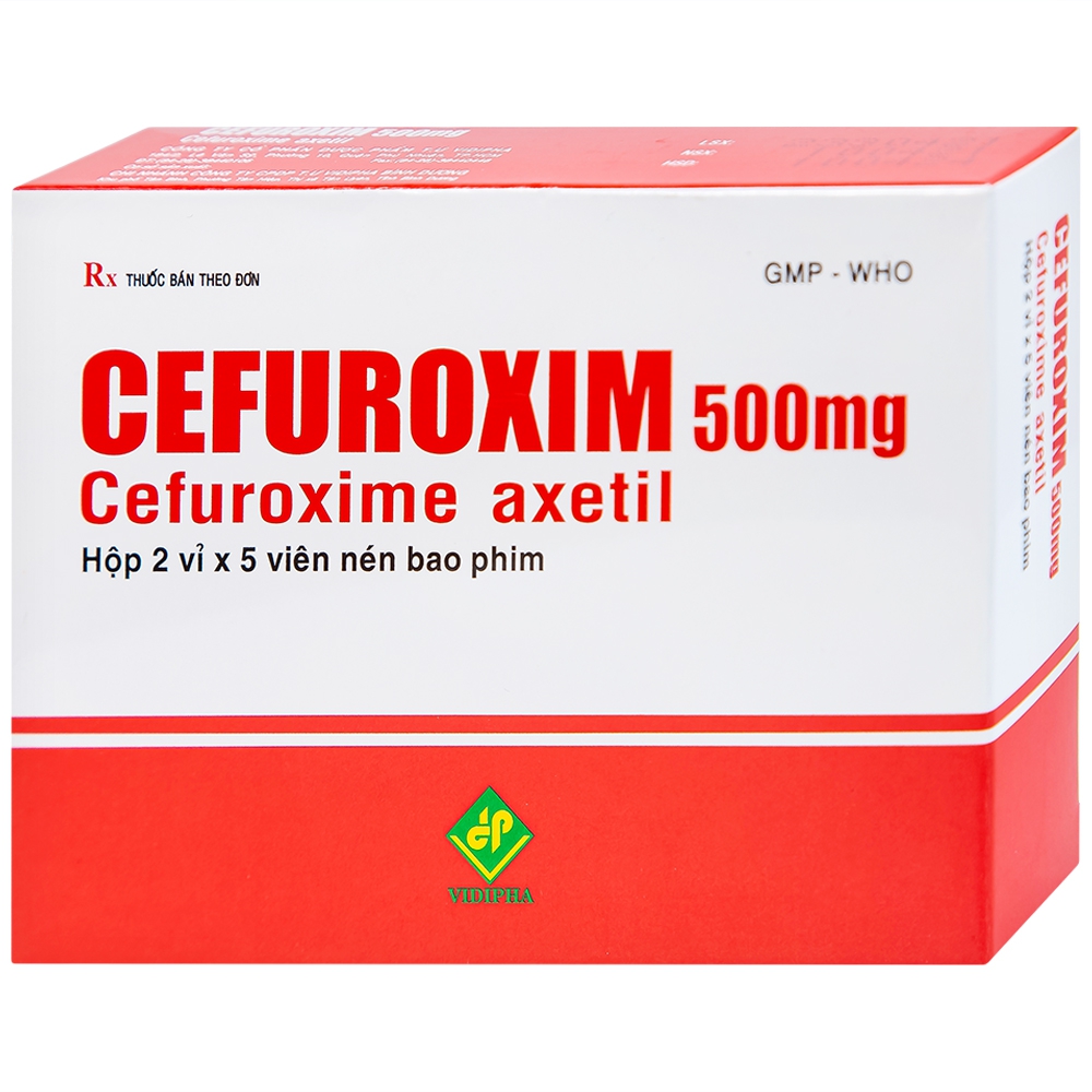 Thuốc Cefuroxim 500mg Vidipha điều trị nhiễm khuẩn (2 vỉ x 5 viên)