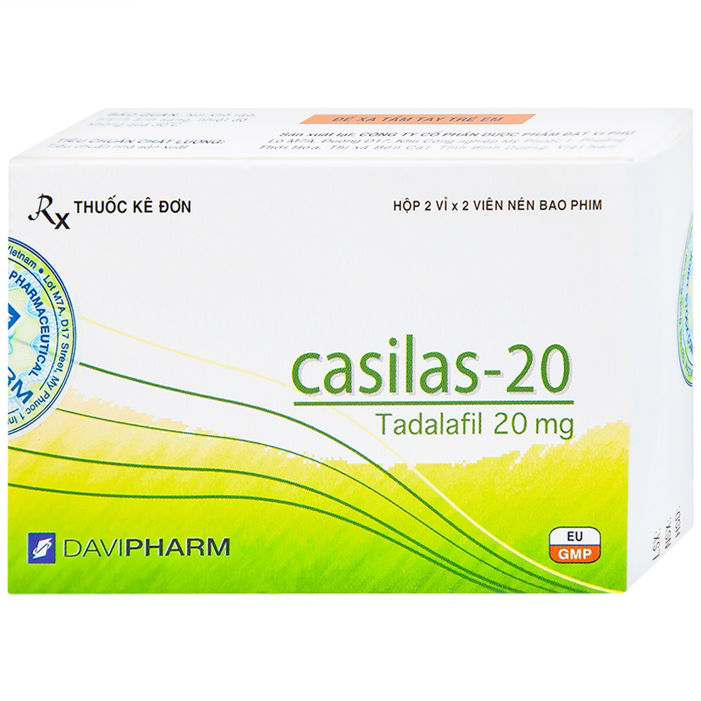 Thuốc Casilas-20 Davipharm điều trị rối loạn cương dương (2 vỉ x 2 viên)