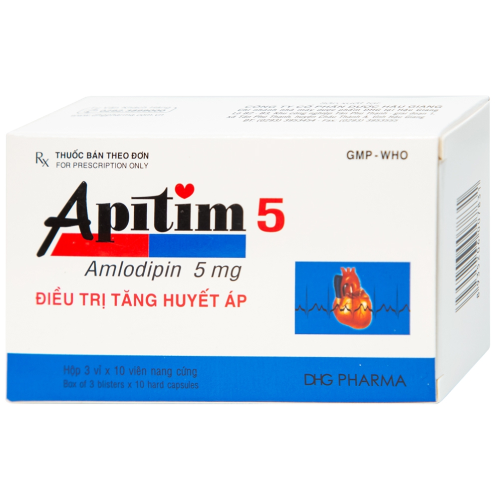 Thuốc Apitim 5 DHG điều trị tăng huyết áp (3 vỉ x 10 viên)