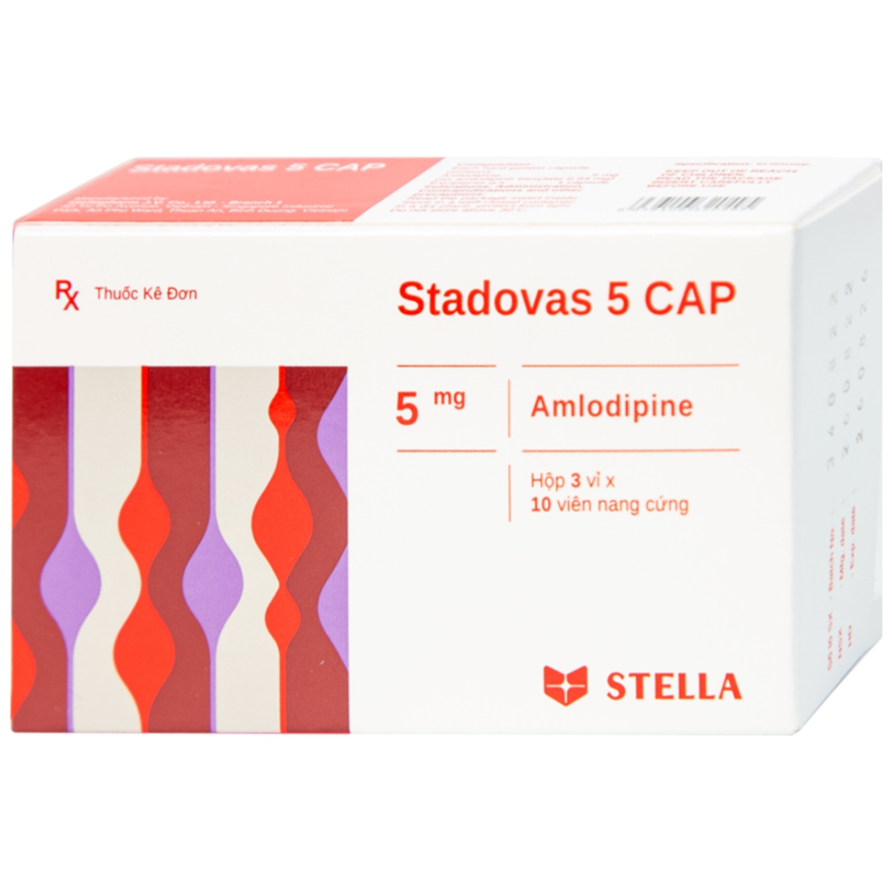 Thuốc Stadovas 5 CAP Stella điều trị tăng huyết áp, đau thắt ngực mạn tính ổn định (3 vỉ x 10 viên)