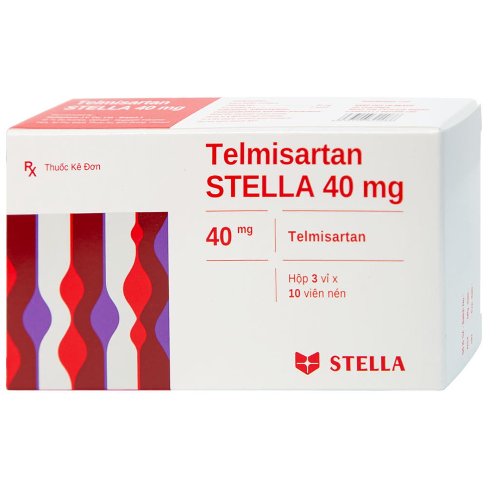 Thuốc Telmisartan Stella 40mg điều trị tăng huyết áp, phòng ngừa tim mạch (3 vỉ x 10 viên) 