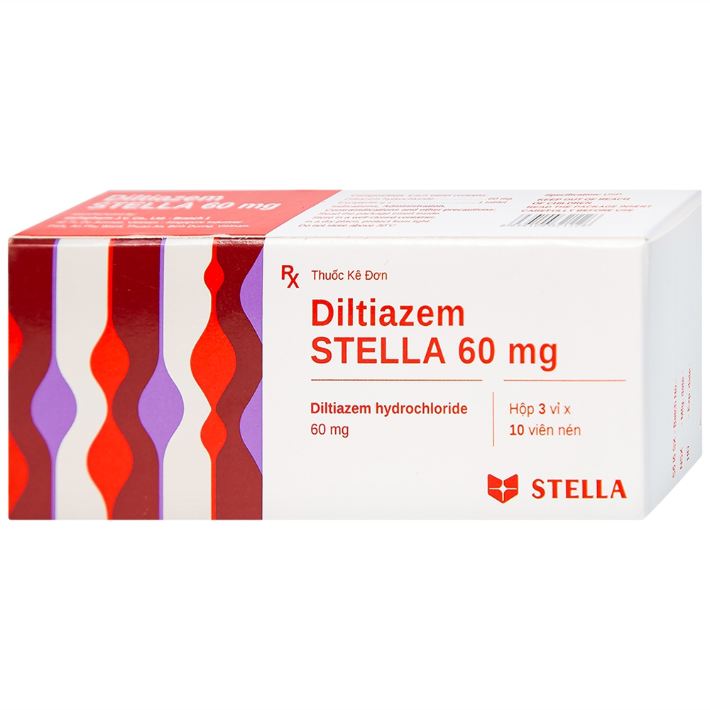 Thuốc Diltiazem Stella 60mg điều trị và dự phòng cơn đau thắt ngực (3 vỉ x 10 viên)