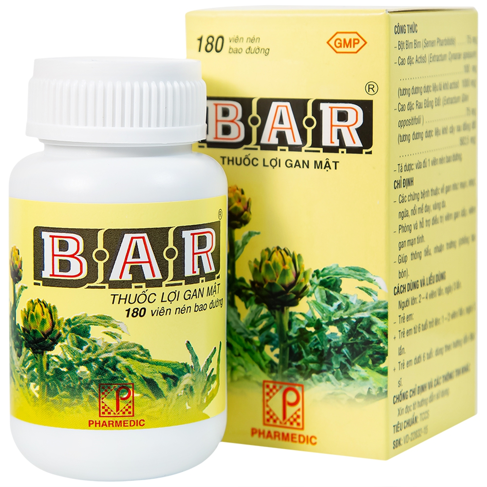 Thuốc lợi gan mật Bar Pharmedic điều trị các bệnh về gan (180 viên)