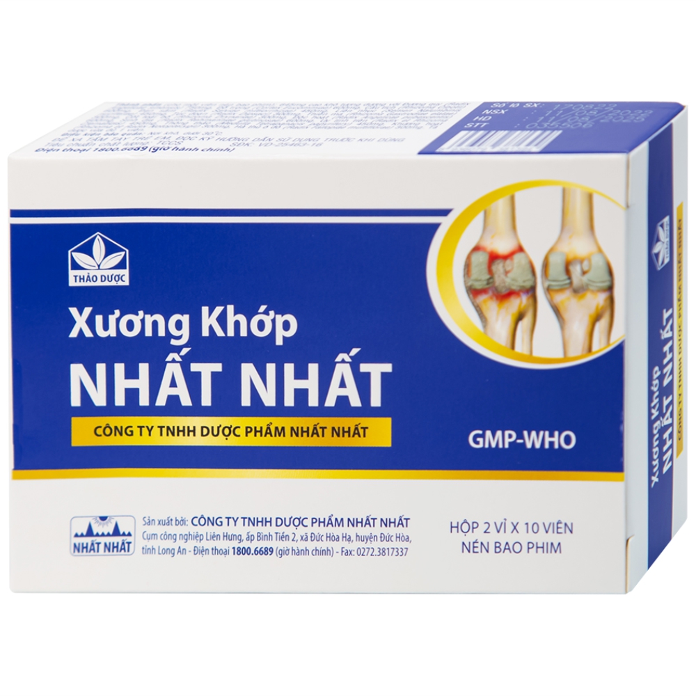 Thuốc Xương Khớp Nhất Nhất điều trị các chứng đau lưng, đau cột sống (2 vỉ x 10 viên) 