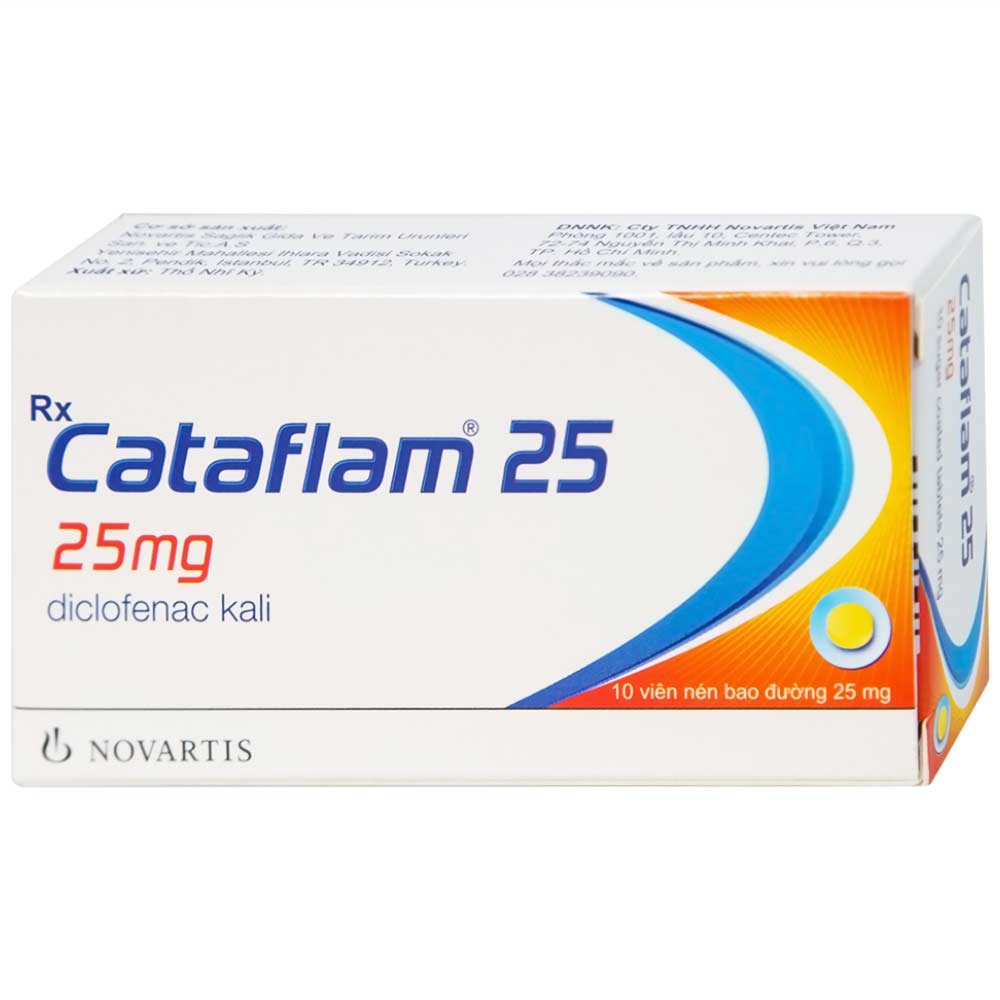 Thuốc Cataflam 25 Novartis điều trị đau sau chấn thương, viêm và sưng do bong gân (1 vỉ x 10 viên)