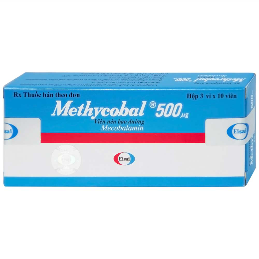 Viên nén Methycobal 500µg Eisai điều trị bệnh lý thần kinh ngoại biên (3 vỉ x 10 viên)