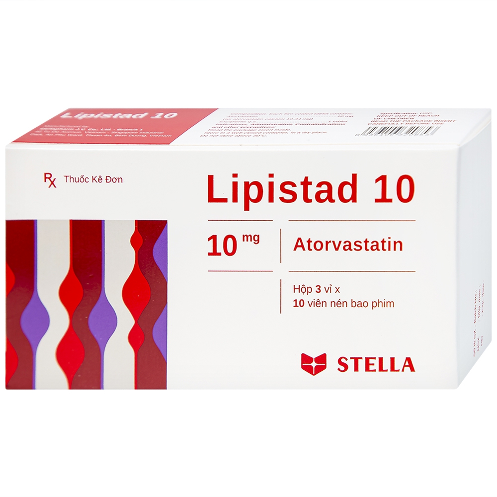 Viên nén Lipistad 10 Stella điều trị tăng cholesterol máu (3 vỉ x 10 viên)