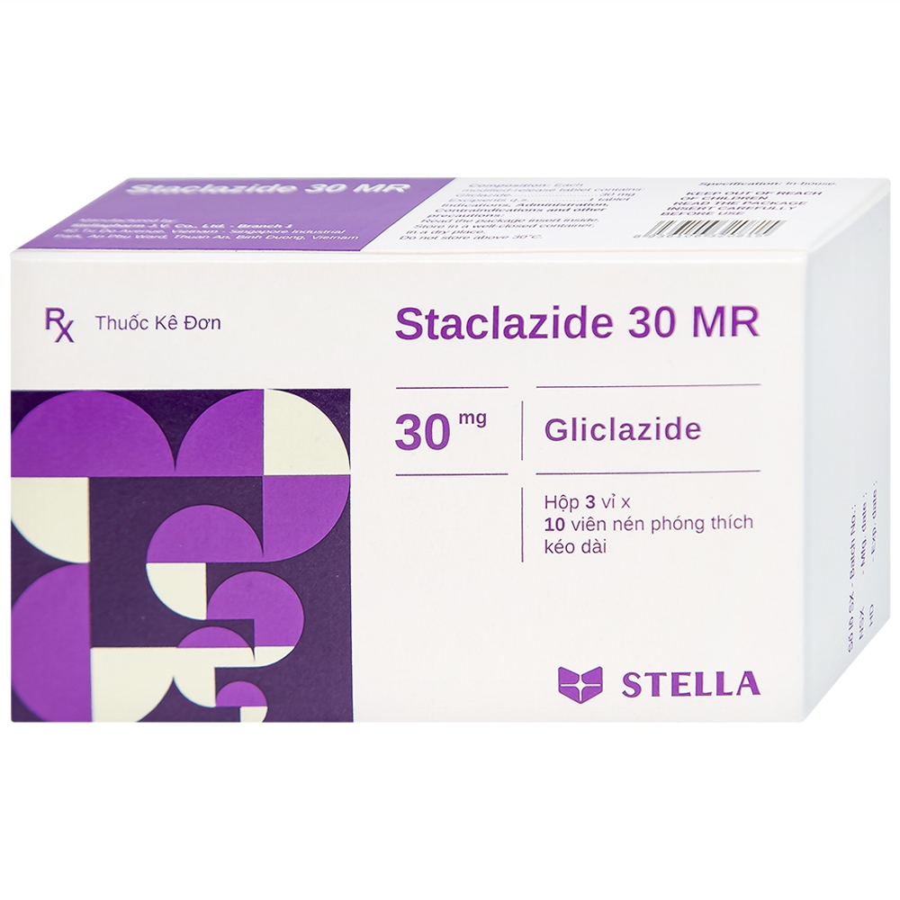 Thuốc Staclazide 30 MR Stella điều trị đái tháo đường tuýp 2 (3 vỉ x 10 viên)