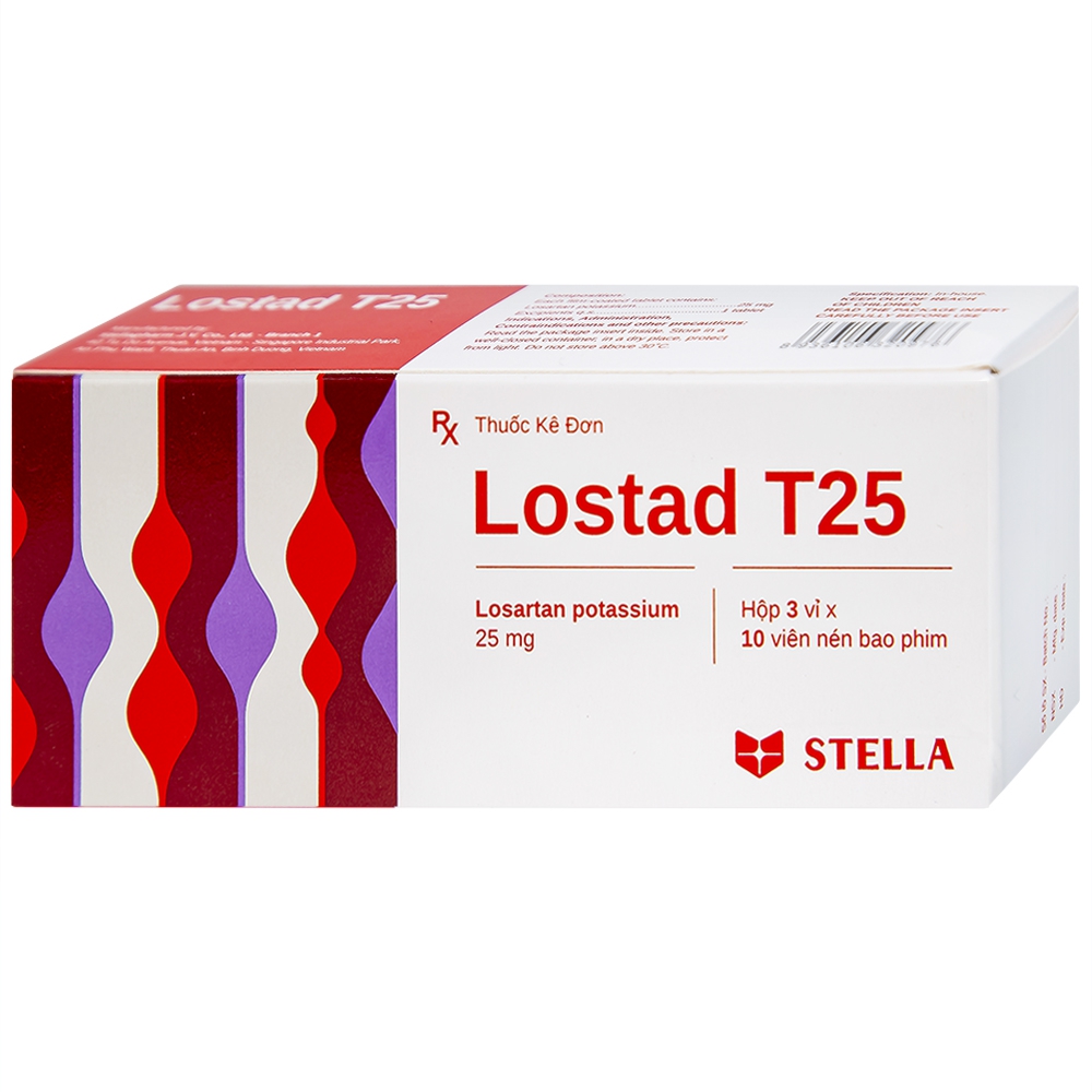 Thuốc Lostad T25 25mg Stella điều trị tăng huyết áp (3 vỉ x 10 viên)