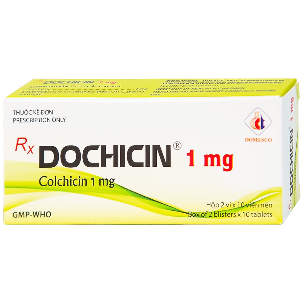 Thuốc Dochicin 1mg Domesco điều trị bệnh gút cấp tính (20 viên)