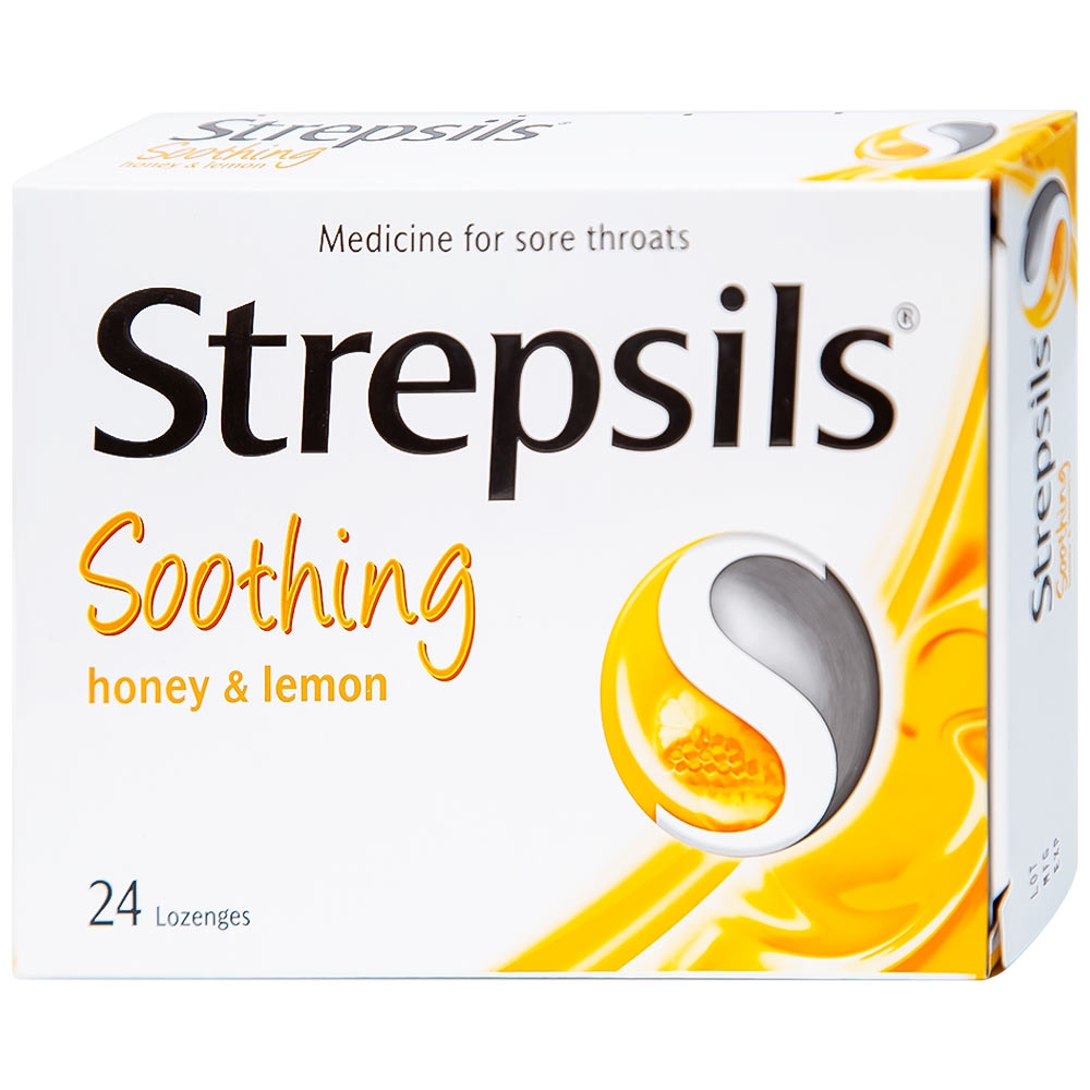 Viên ngậm Strepsils Soothing mật ong & chanh giảm đau họng (2 vỉ x 12 viên)