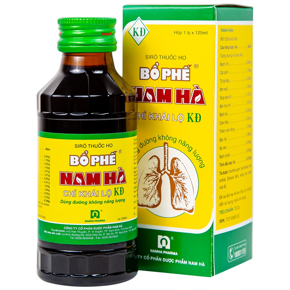 Siro thuốc ho Bổ Phế Nam Hà Chỉ Khái Lộ KĐ chuyên trị ho do cảm mạo, ho gió, ho khan, ho có đờm (125ml)