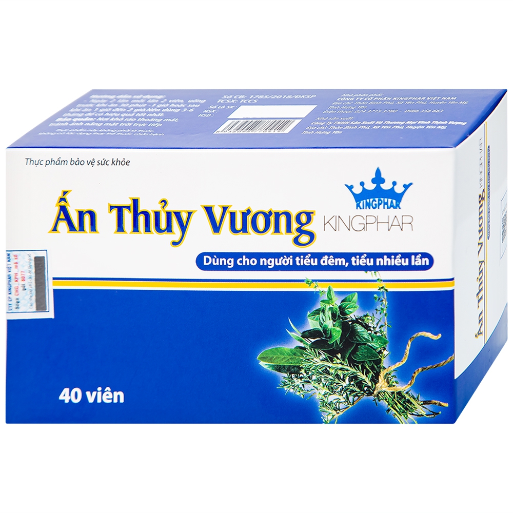 Viên uống Ấn Thủy Vương Kingphar bổ thận, giảm tiêu đêm, tiểu ngày nhiều lần (4 vỉ x 10 viên)