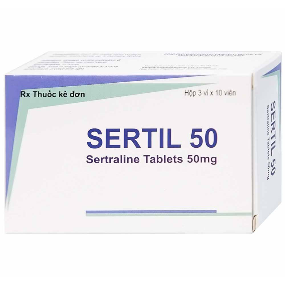 Thuốc Sertil 50 Kwality Pharmaceutical điều trị bệnh trầm cảm, hội chứng hoảng sợ (3 vỉ x 10 viên)