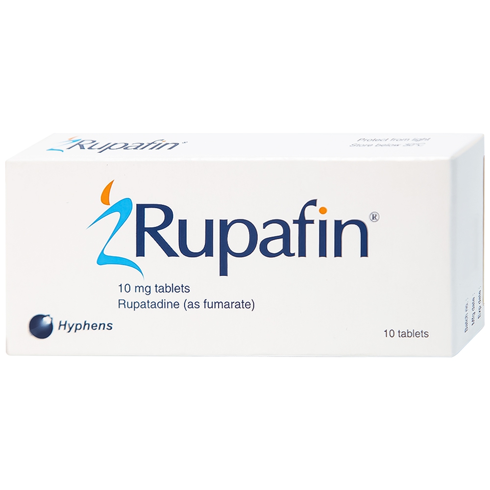 Thuốc Rupafin 10mg Hyphens điều trị viêm mũi dị ứng, nổi mày đay (1 vỉ x 10 viên)