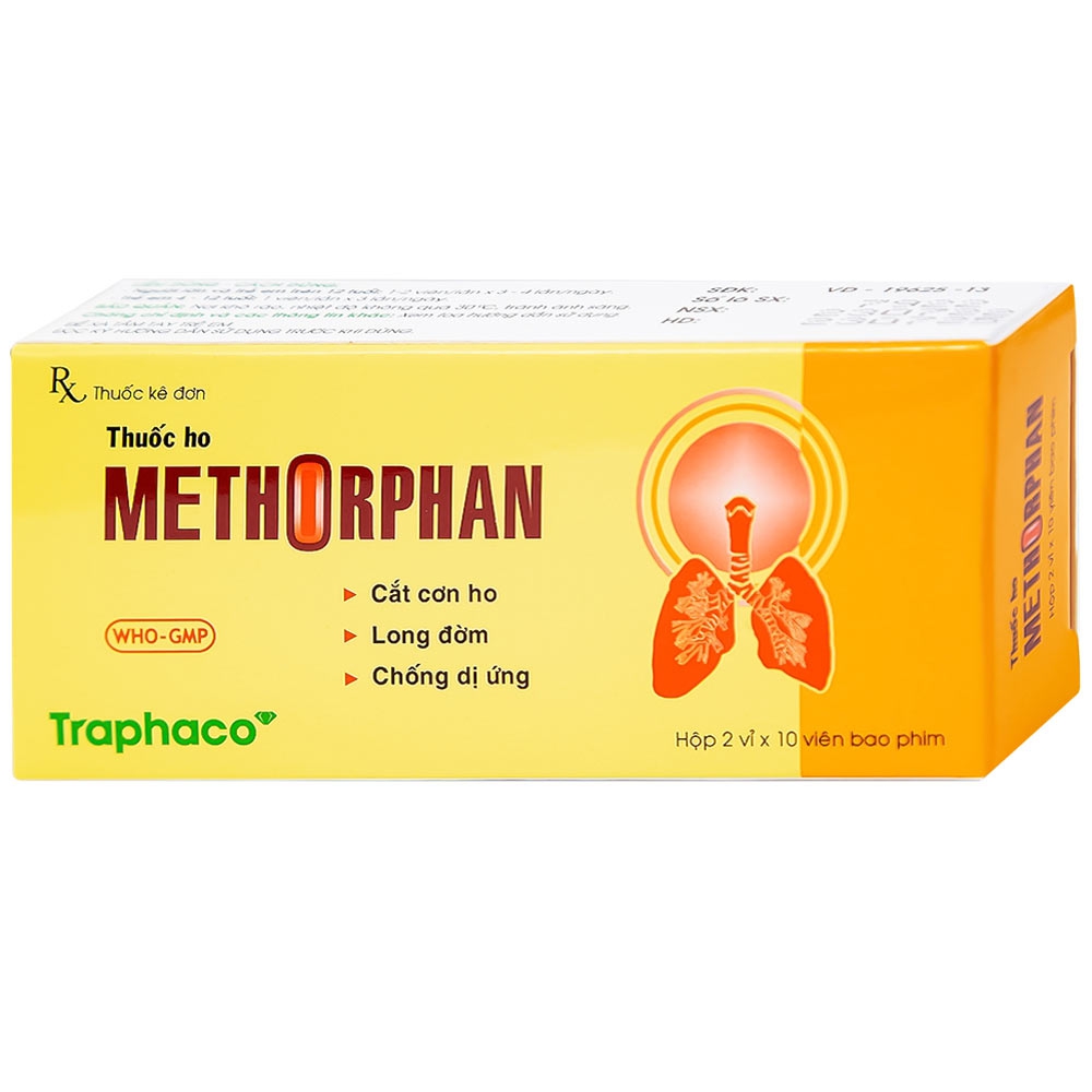 Thuốc ho Methorphan Traphaco cắt cơn ho, điều trị long đờm, chống dị ứng (2 vỉ x 10 viên)