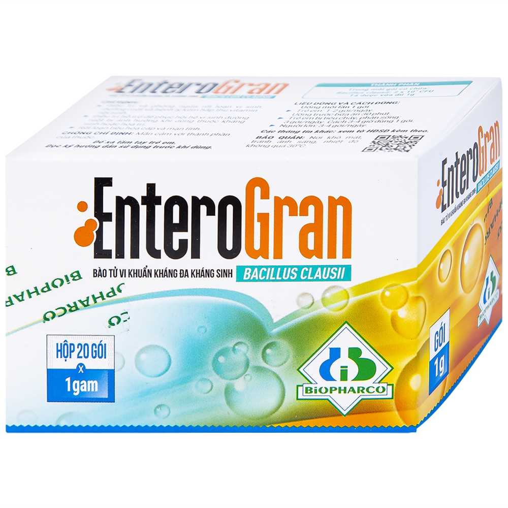 Thuốc Enteroran Biopharco điều trị và phòng ngừa rối loạn vi sinh đường ruột (20 gói x 1g)