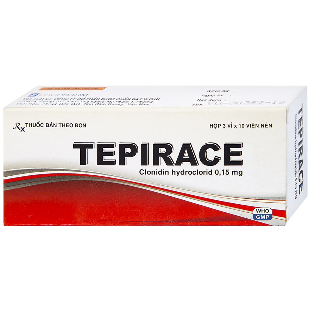 Thuốc Tepirace Davipharm điều trị tăng huyết áp (3 vỉ x 10 viên)