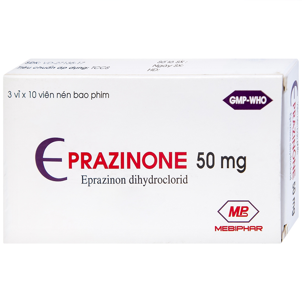 Thuốc Eprazinone 50mg Mebiphar điều trị viêm phế quản, suy hô hấp mạn tính (30 viên)