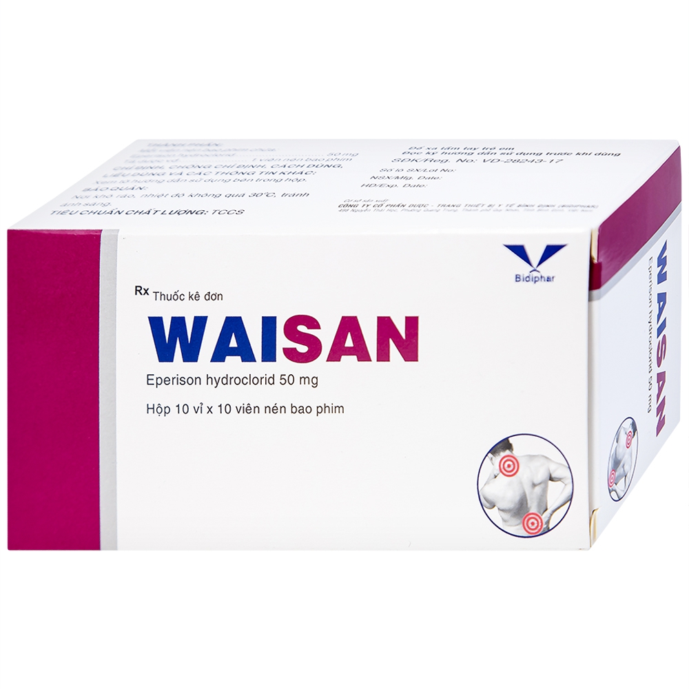 Thuốc Waisan 50mg Bidiphar cải thiện triệu chứng tăng trương lực cơ (10 vỉ x 10 viên) 