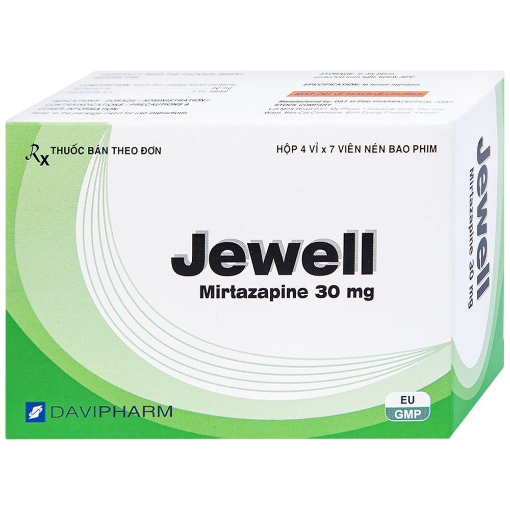 Viên nén Jewell 30mg Davipharm điều trị các đợt trầm cảm nặng (4 vỉ x 7 viên)