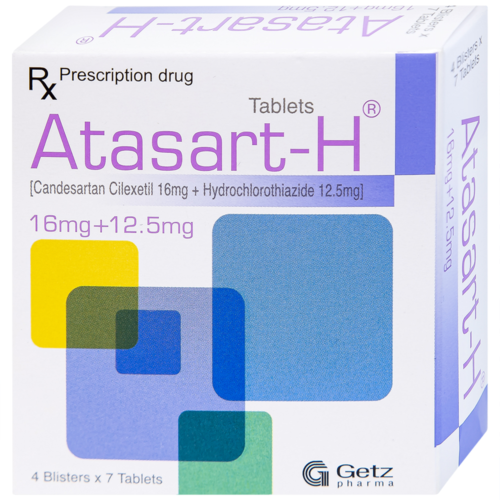 Thuốc Atasart-H 16mg/12.5mg Getz điều trị tăng huyết áp (4 vỉ x 7 viên)