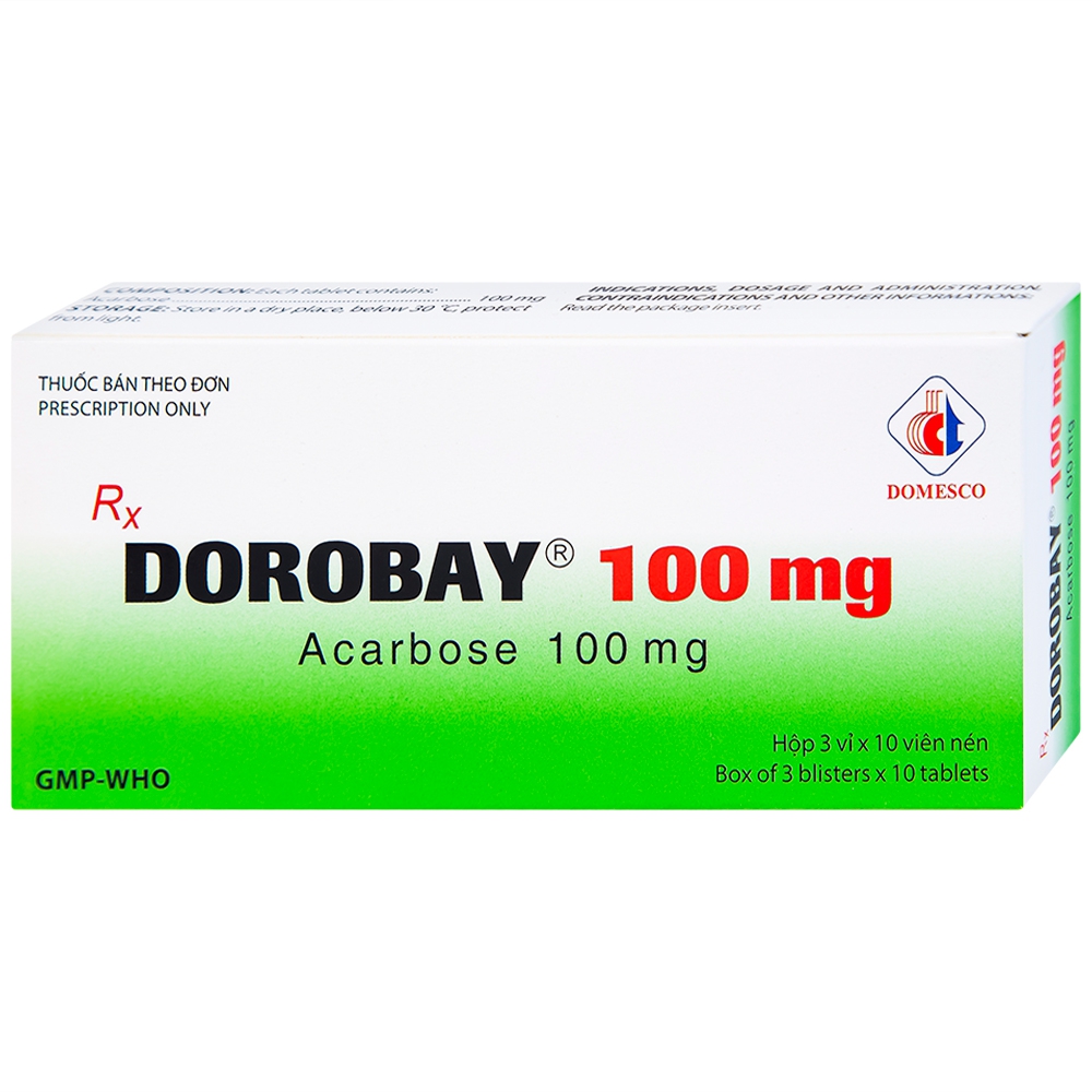 Thuốc Dorobay 100mg Domesco hỗ trợ điều trị đái tháo đường tuýp 2 (3 vỉ x 10 viên)