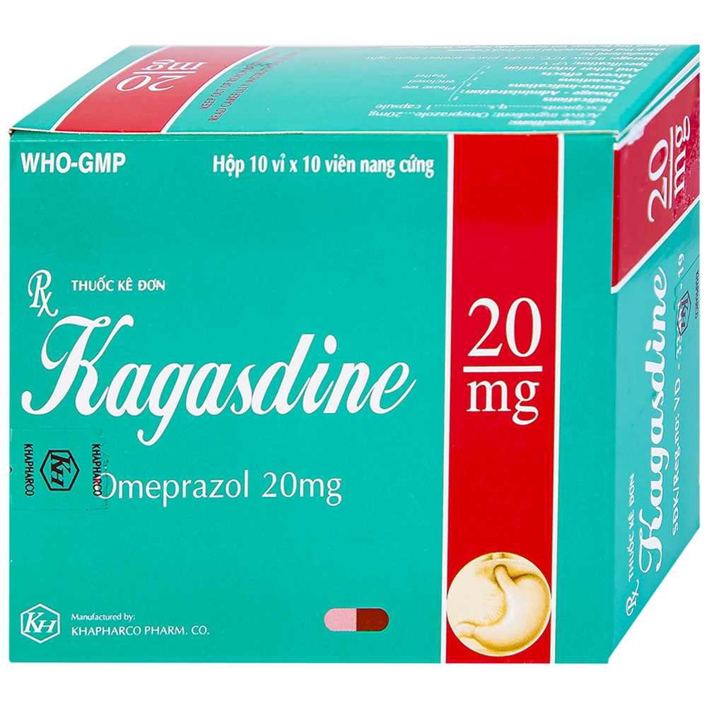 Viên nang Kagasdine 20mg Khapharco điều trị loét dạ dày, tá tràng (10 vỉ x 10 viên)