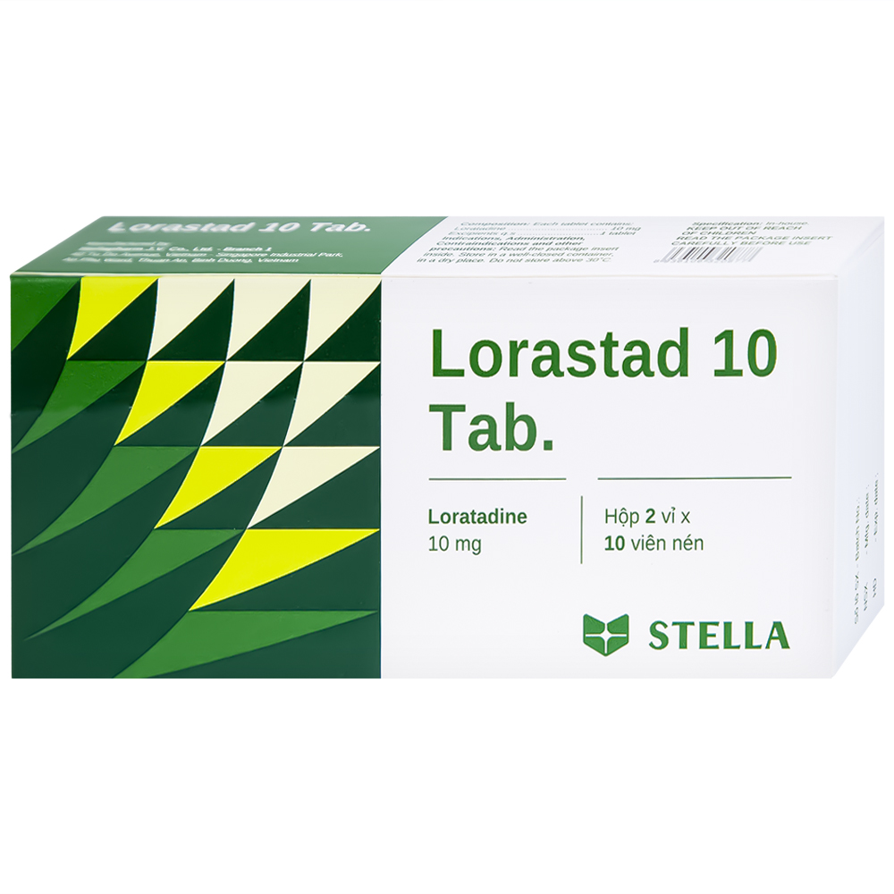 Viên nén Lorastad 10 Tab Stella giảm viêm mũi và mày đay mạn tính (2 vỉ x 10 viên)