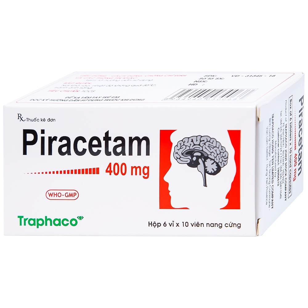 Viên nang cứng Piracetam 400mg Traphaco điều trị triệu chứng chóng mặt, suy giảm trí nhớ (6 vỉ x 10 viên) 