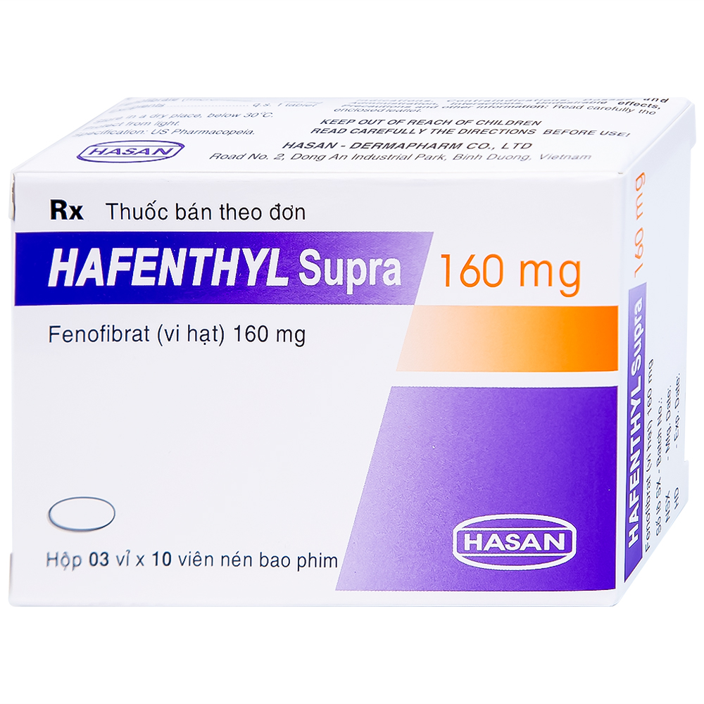 Thuốc Hafenthyl Supra 160mg Hasan điều trị tăng triglycerid máu (3 vỉ x 10 viên)