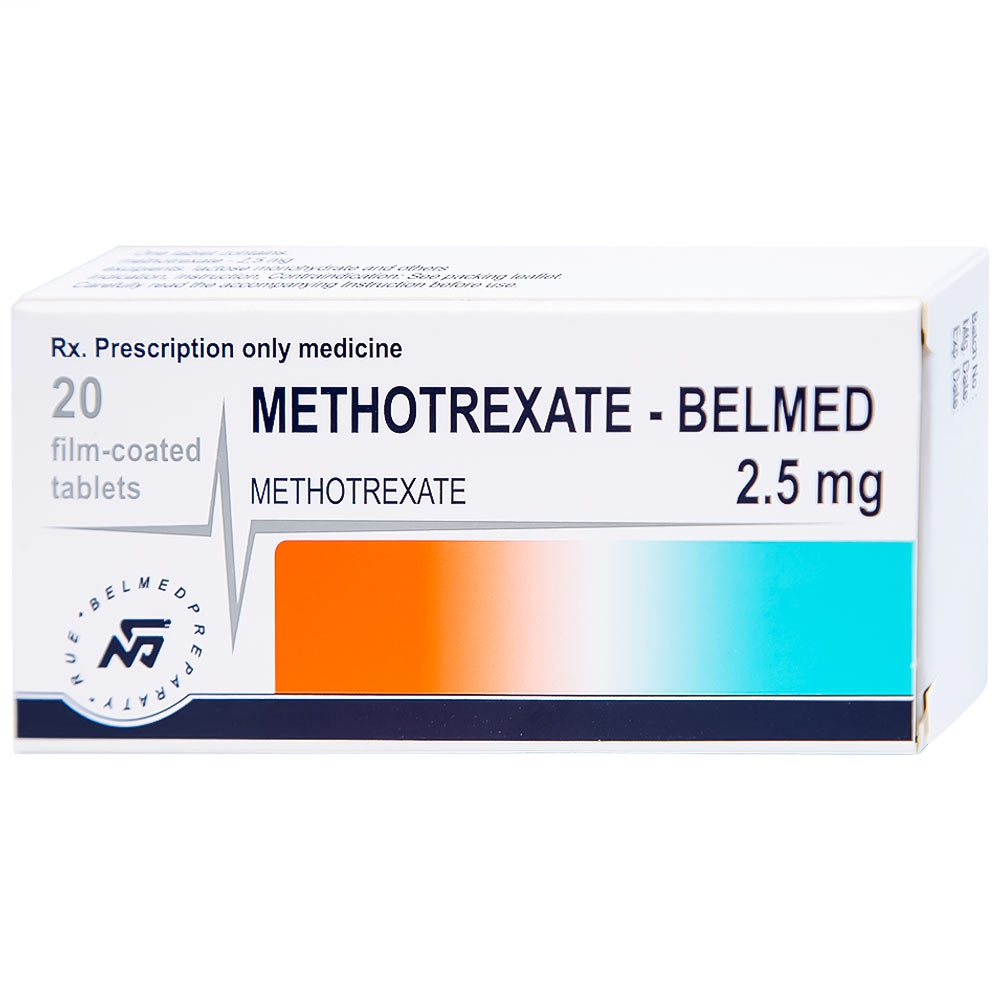 Thuốc Methotrexate Belmed 2.5mg điều trị bệnh vẩy nến, viêm khớp vảy nến, viêm khớp dạng thấp (20 viên)