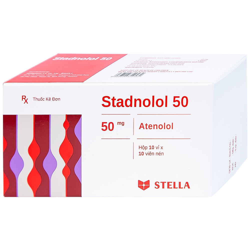 Thuốc Stadnolol 50 Stella điều trị tăng huyết áp, đau thắt ngực mạn tính ổn định (10 vỉ x 10 viên) 