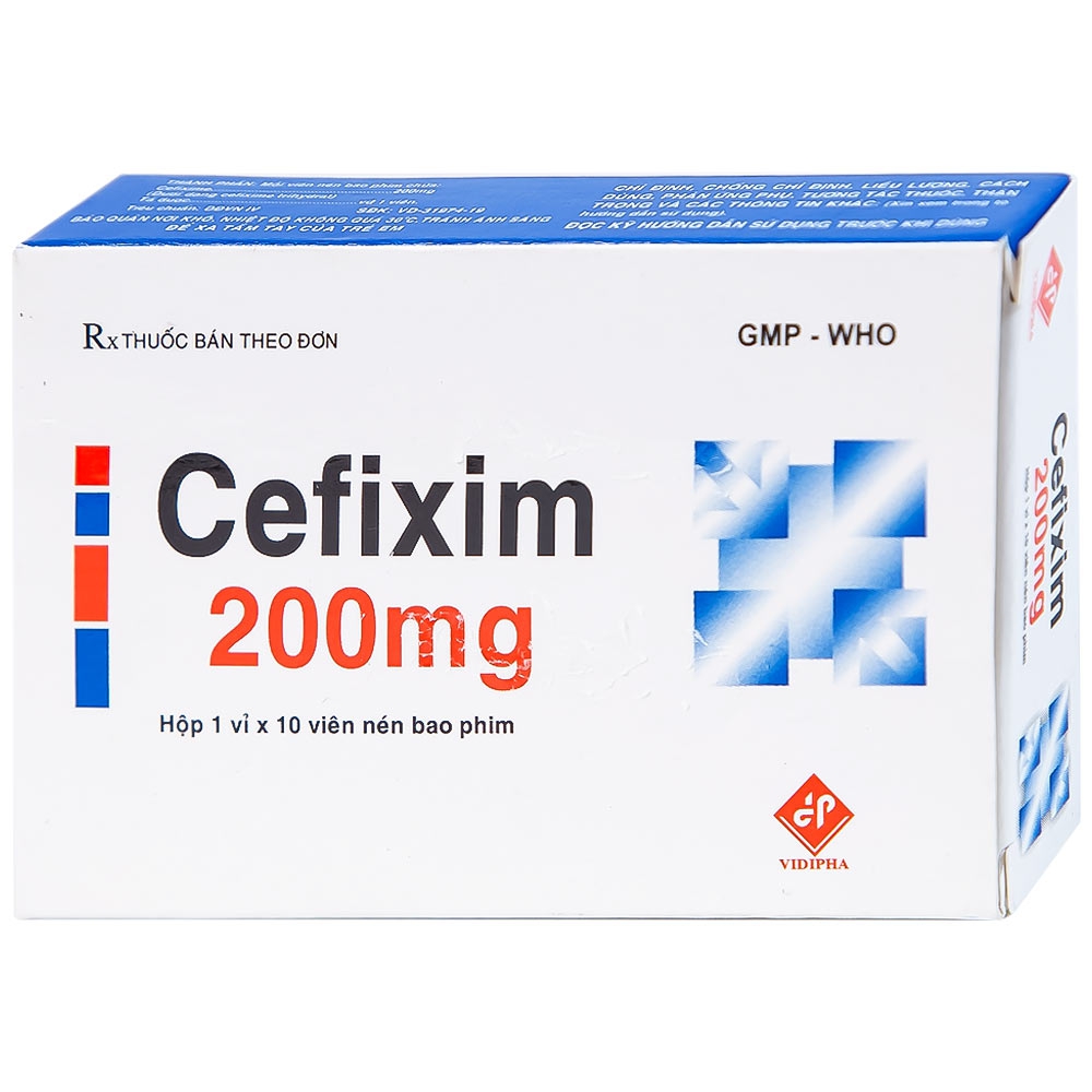 Thuốc Cefixim 200mg Vidipha điều trị nhiễm khuẩn (1 vỉ x 10 viên)