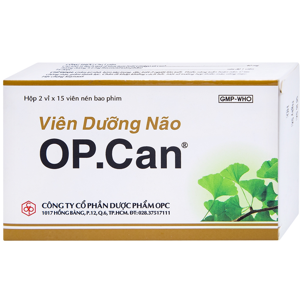 Viên dưỡng não O.P.CAN OPC điều trị giảm trí nhớ, kém tập trung, thiểu năng tuần hoàn não (2 vỉ x 15 viên) 