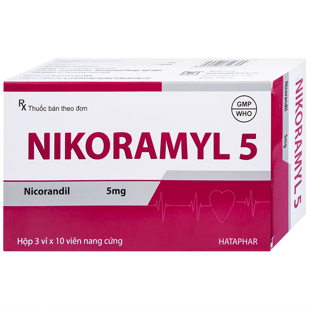 Viên nang cứng Nikoramyl 5 Hà Tây phòng và điều trị cơn đau thắt ngực (3 vỉ x 10 viên) 