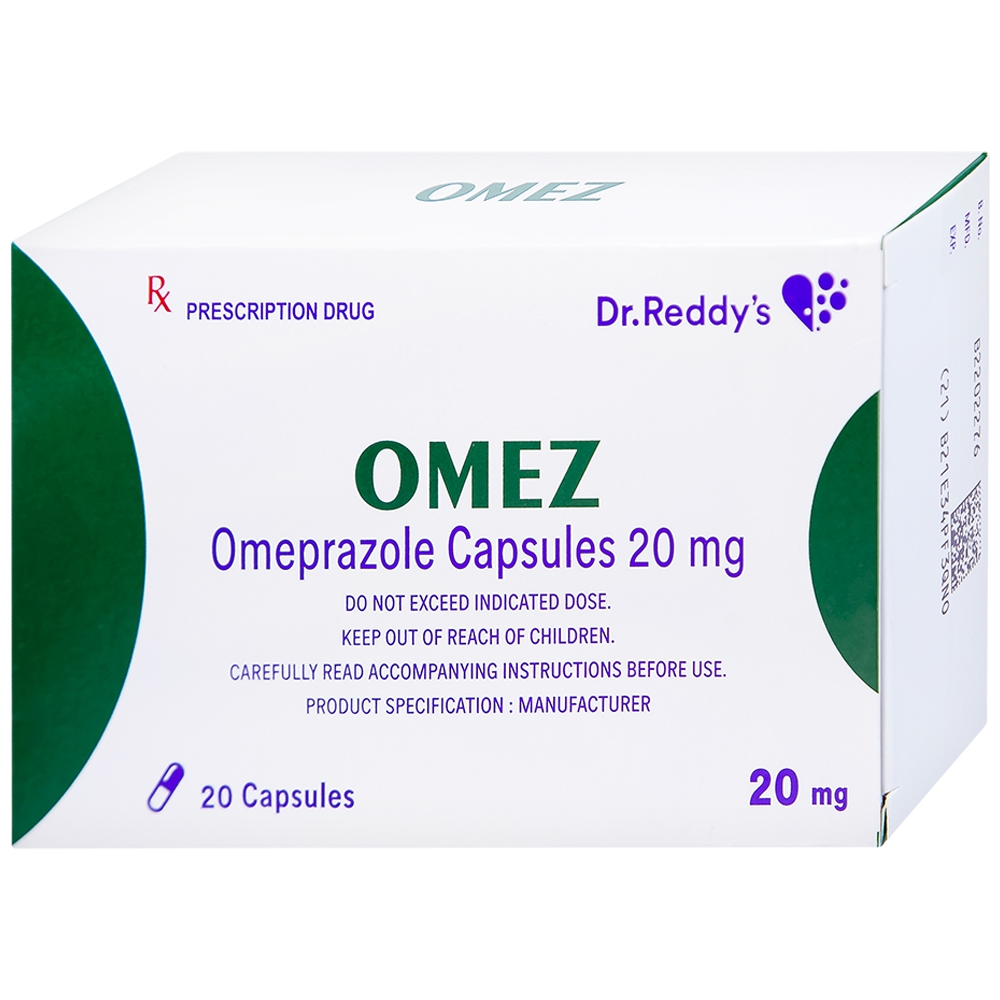 Viên nang cứng Omez 20mg Dr.Reddy's điều trị và dự phòng tái phát loét tá tràng (2 vỉ x 10 viên)