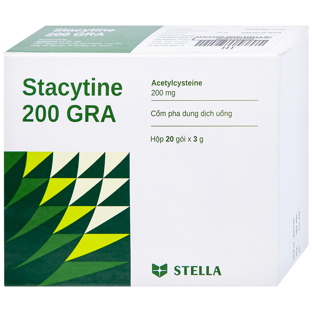 Cốm pha dung dịch uống Stacytine 200 GRA Stella tiêu nhầy, long đờm (20 gói)