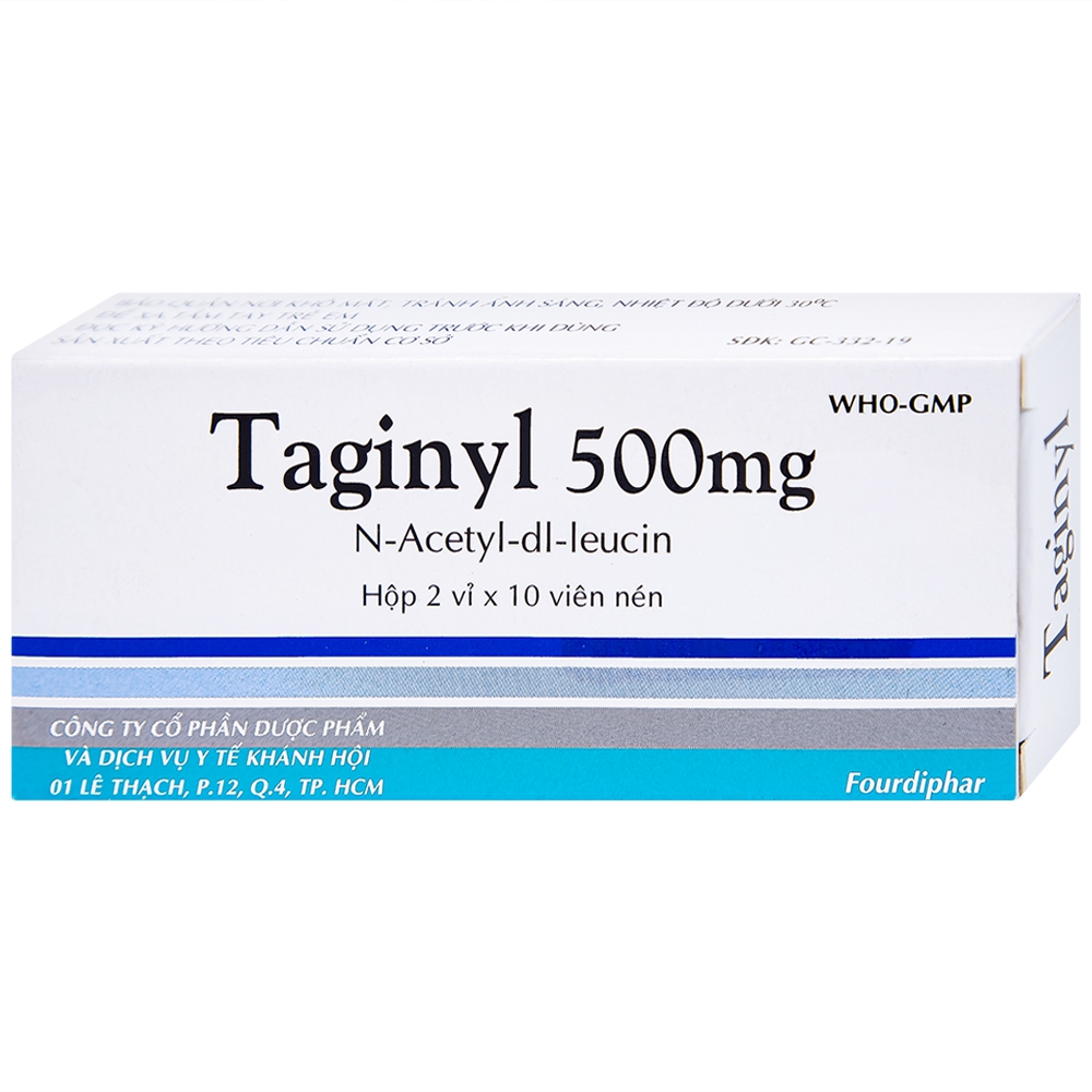 Thuốc Taginyl 500mg Thành Nam điều trị triệu chứng cơn chóng mặt (2 vỉ x 10 viên)