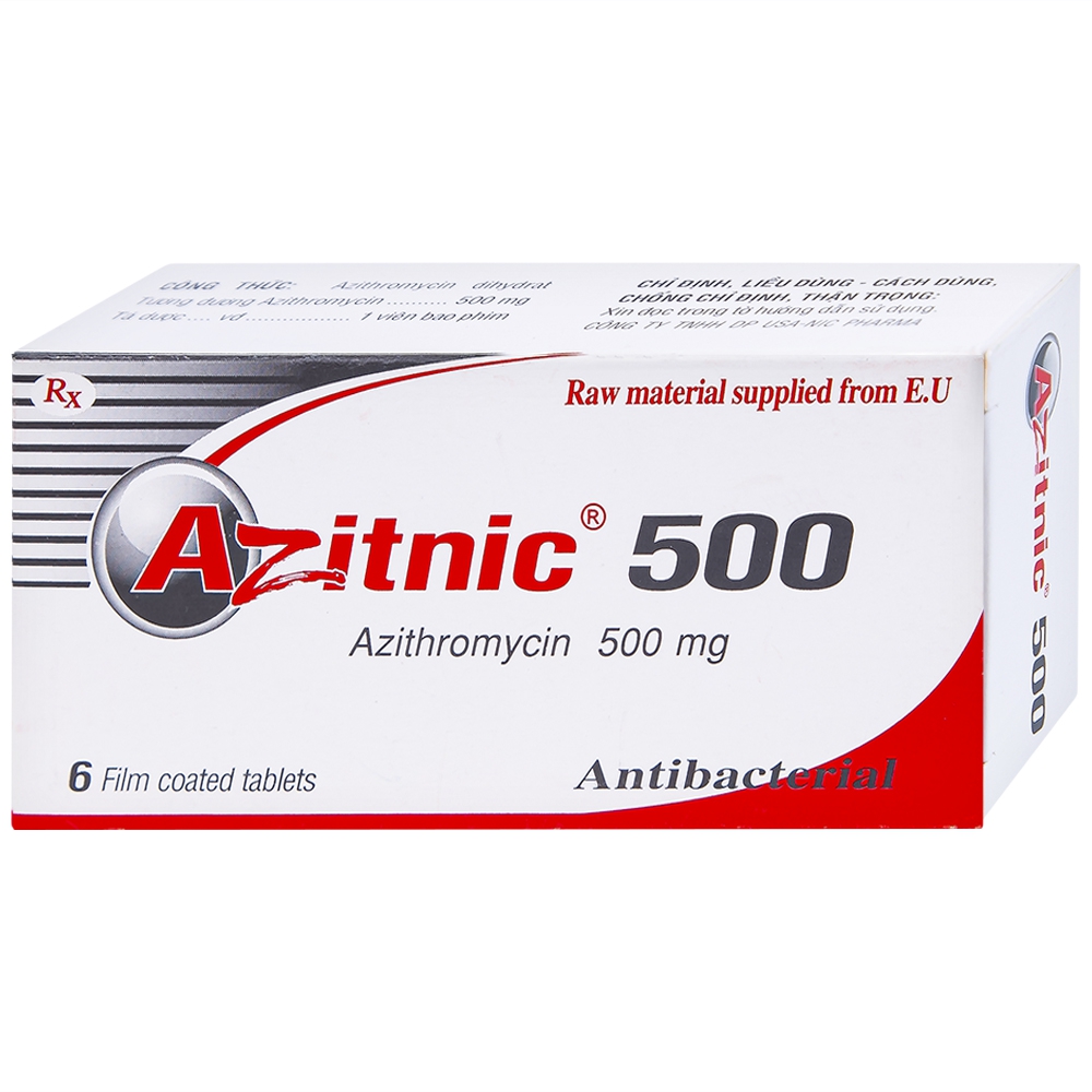 Thuốc Azitnic 500 USA - NIC Pharma điều trị nhiễm khuẩn (6 viên)