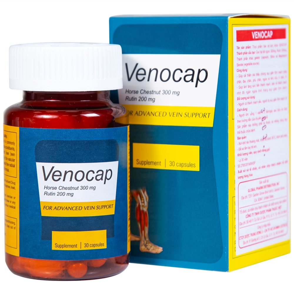 Viên uống Venocap Global Pharm giúp cải thiện các triệu chứng suy giãn tính mạch (30 viên)