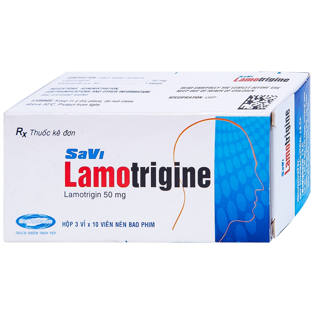 Viên nén Lamotrigine 50mg SaVi điều trị động kinh (3 vỉ x 10 viên)