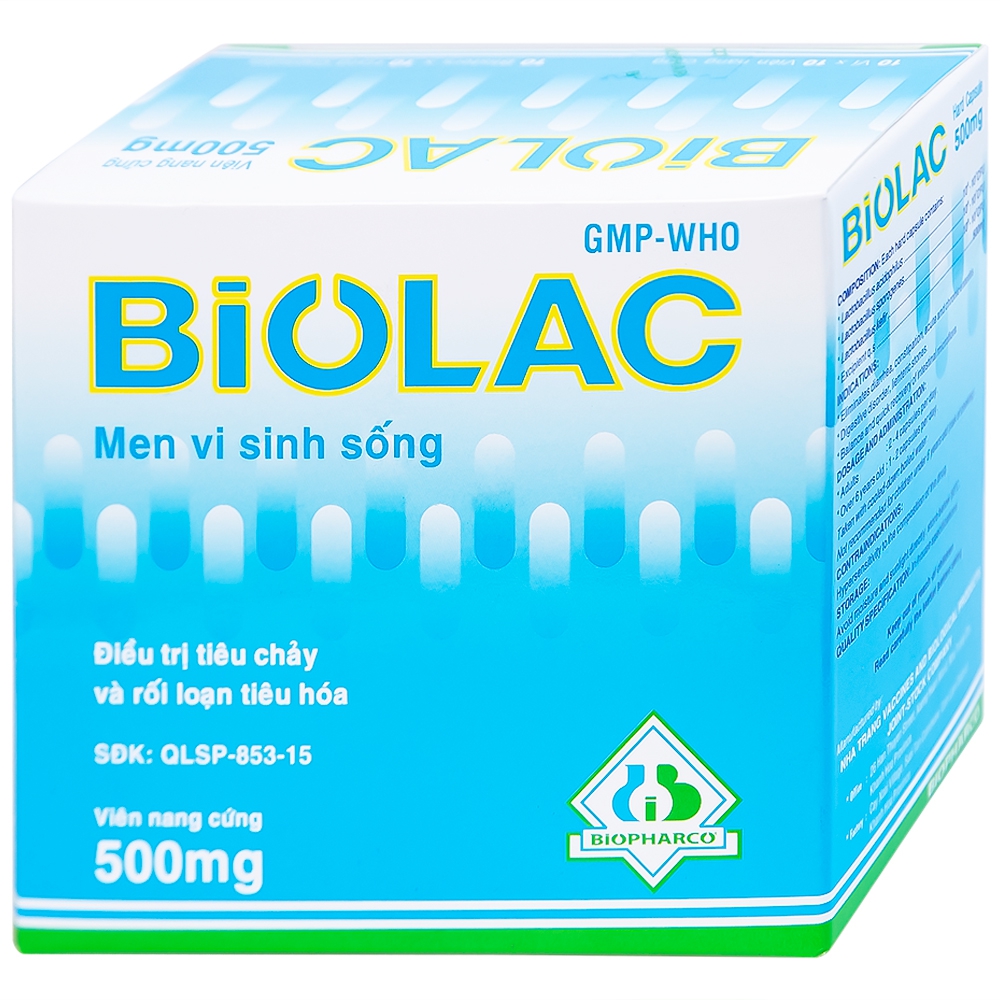 Men vi sinh sống Biolac Biopharco điều trị tiêu chảy, rối loạn tiêu hóa (10 vỉ x 10 viên)